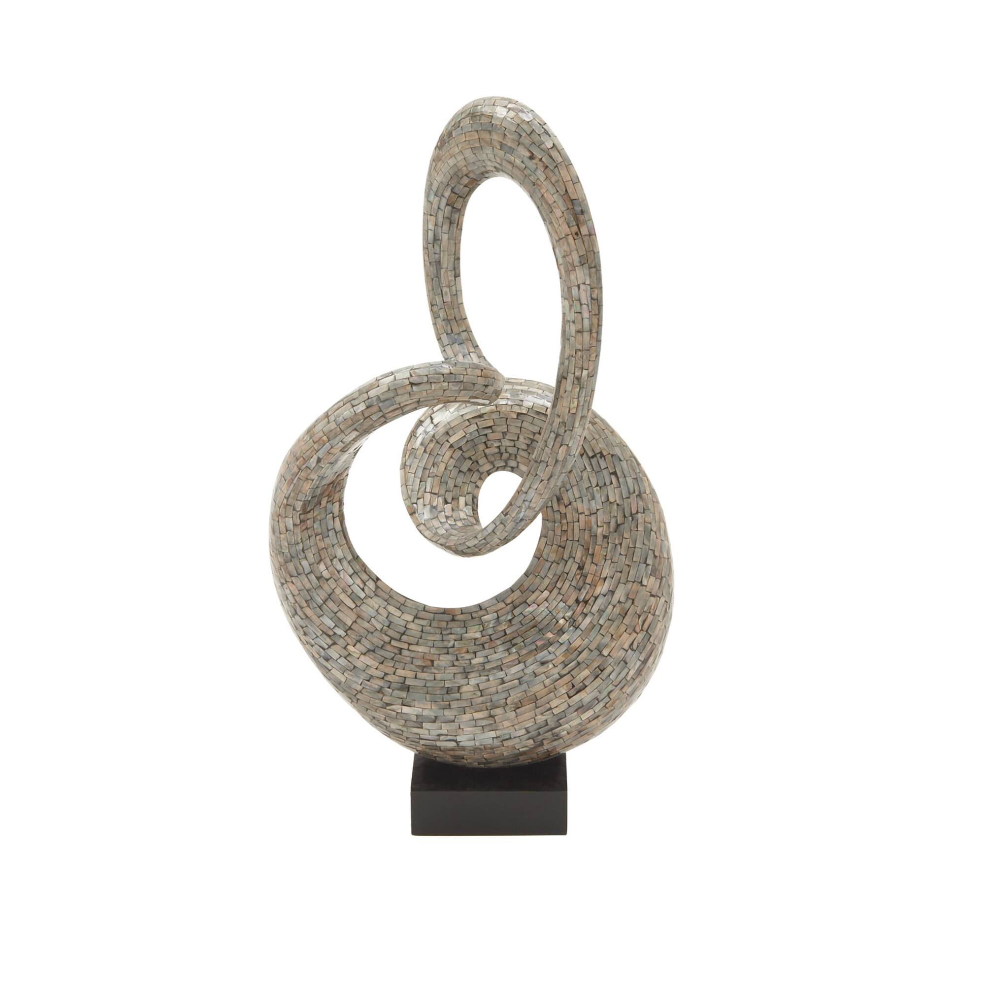 30" Gray Capiz Shell Abstract Sculpture